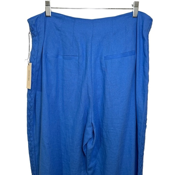 NWT Jason Wu Blue Linen Blend Braided High Waist Wide leg crop Pant Womens 8 - Picture 4 of 14